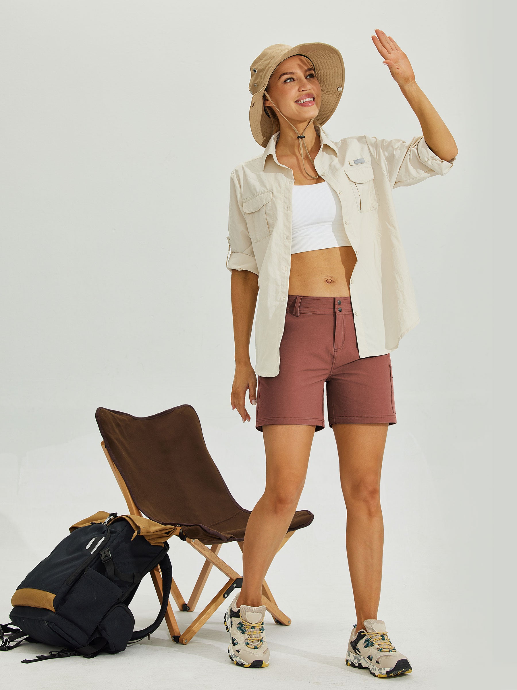 Womens High Waist Cargo Shorts 5 Inch cacao2