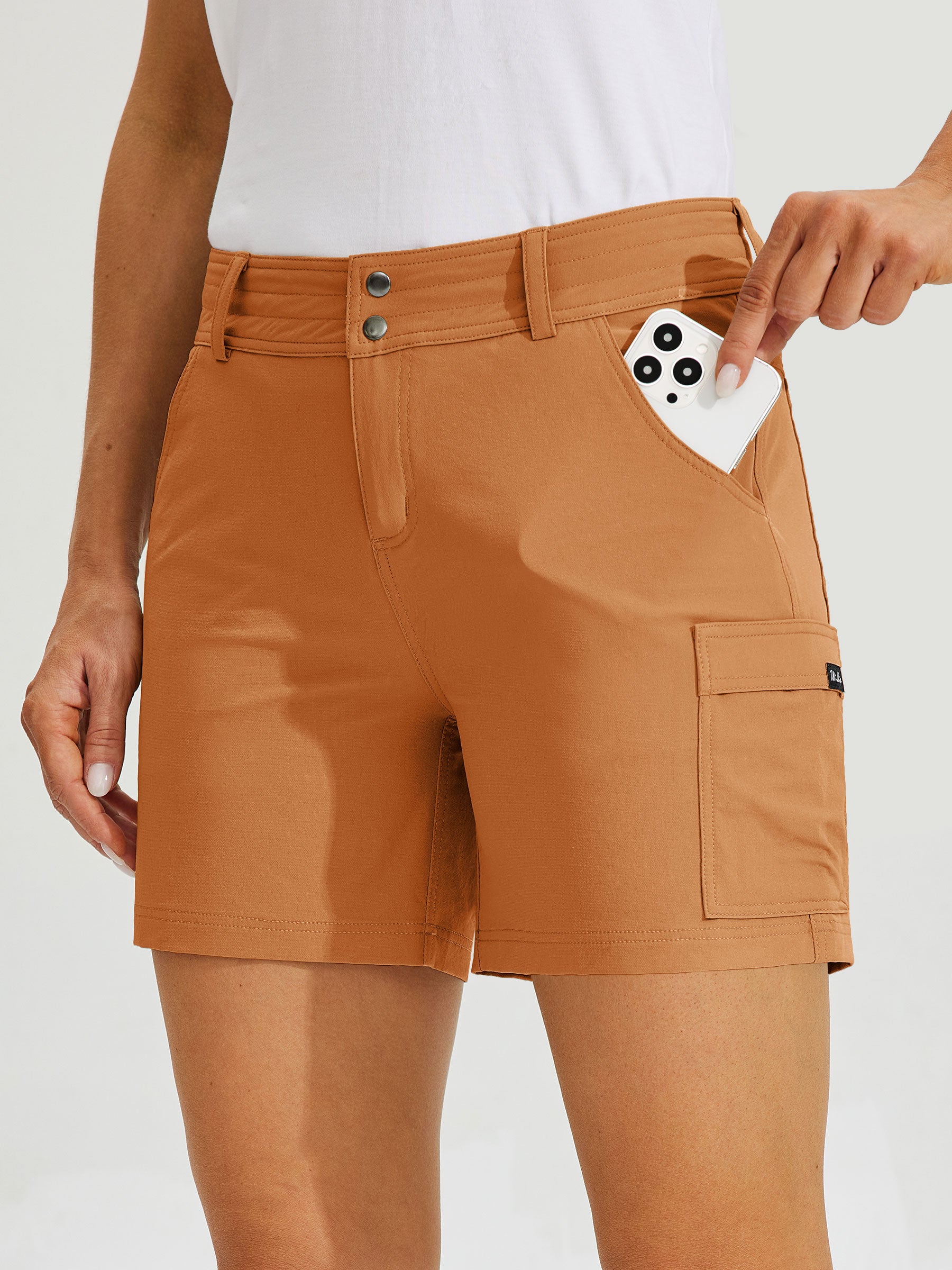 Womens High Waist Cargo Shorts 5 Inch copper2