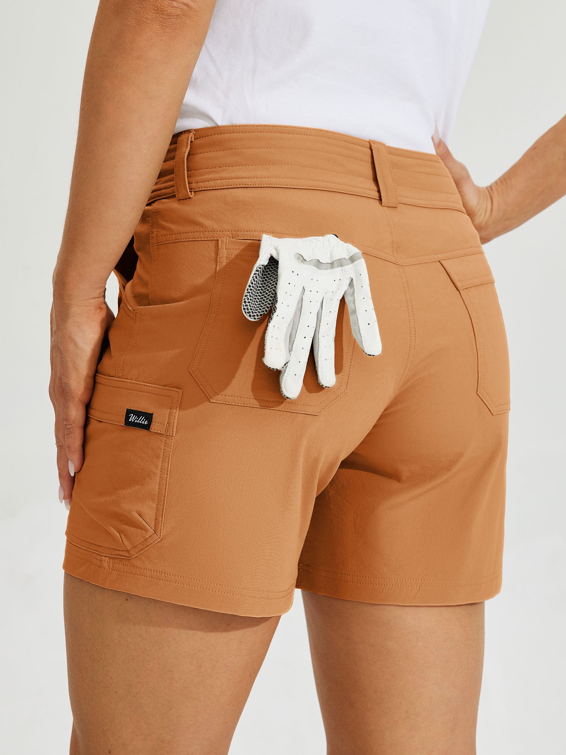 Womens High Waist Cargo Shorts 5 Inch copper3