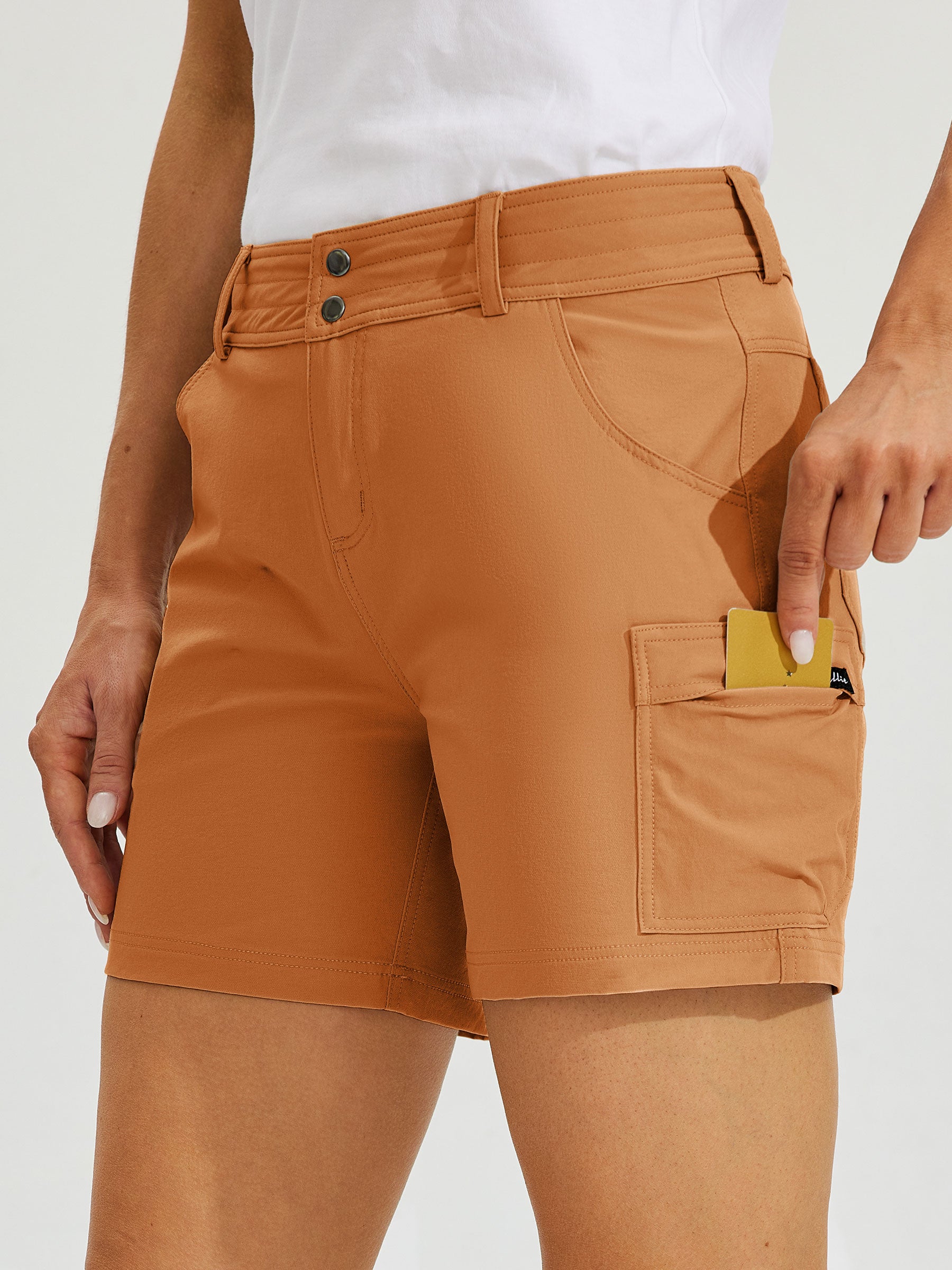 Womens High Waist Cargo Shorts 5 Inch copper5