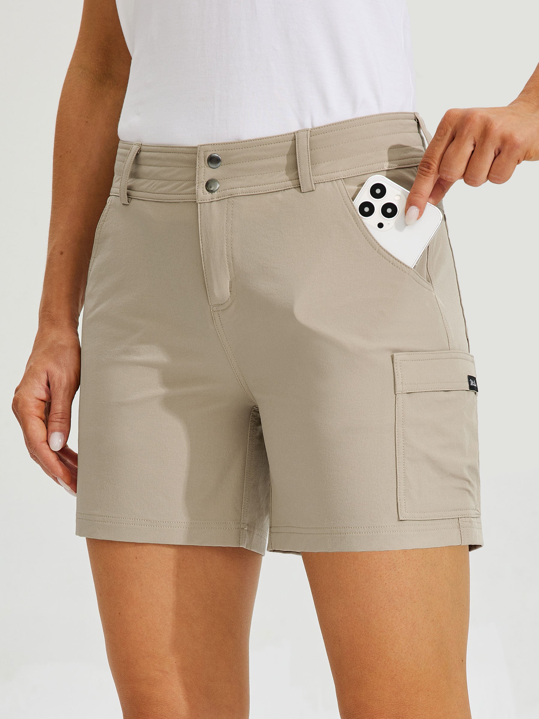 Womens High Waist Cargo Shorts 5 Inch khaki2