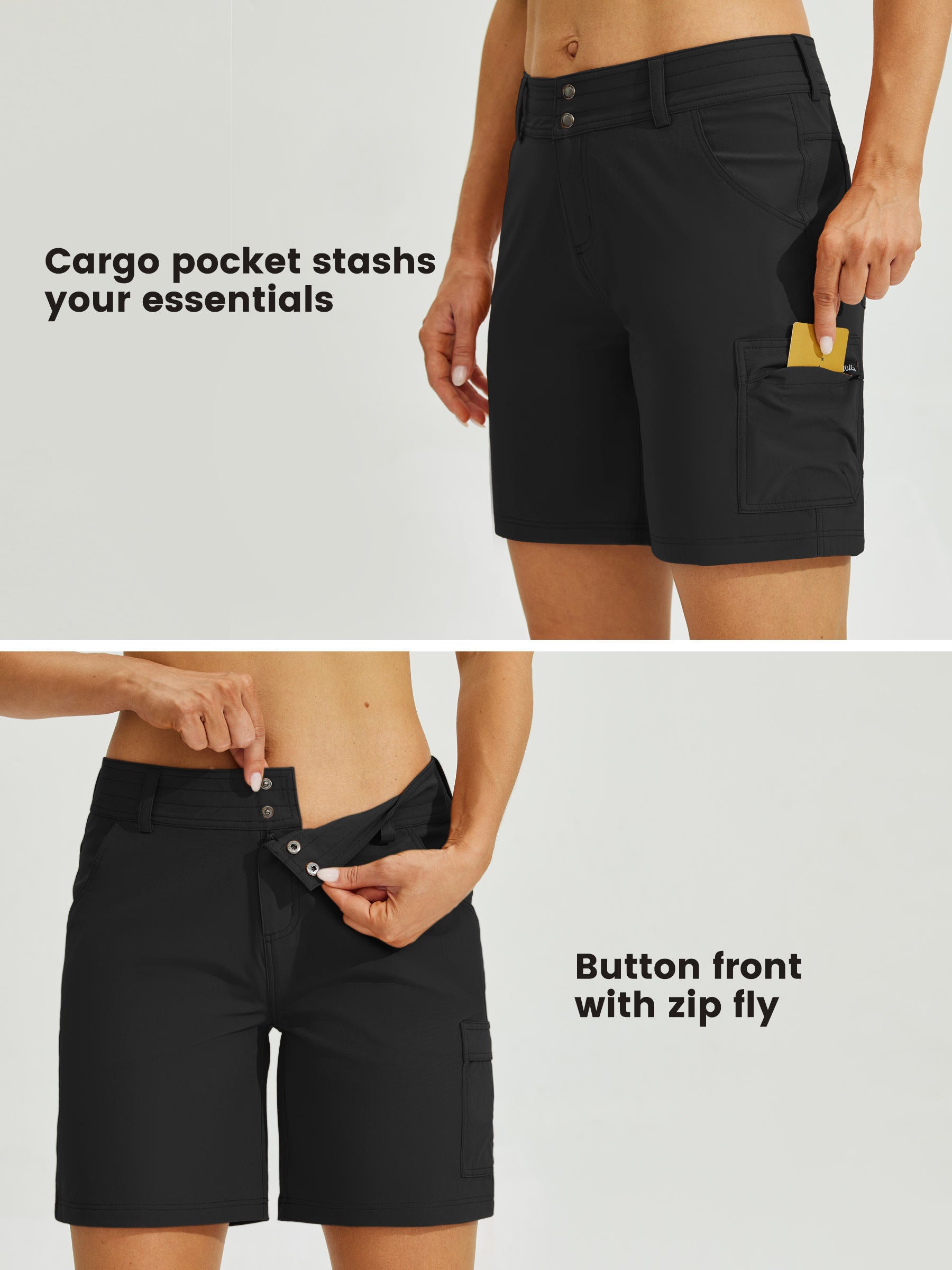 Womens High Waist Cargo Shorts 7 Inch black5