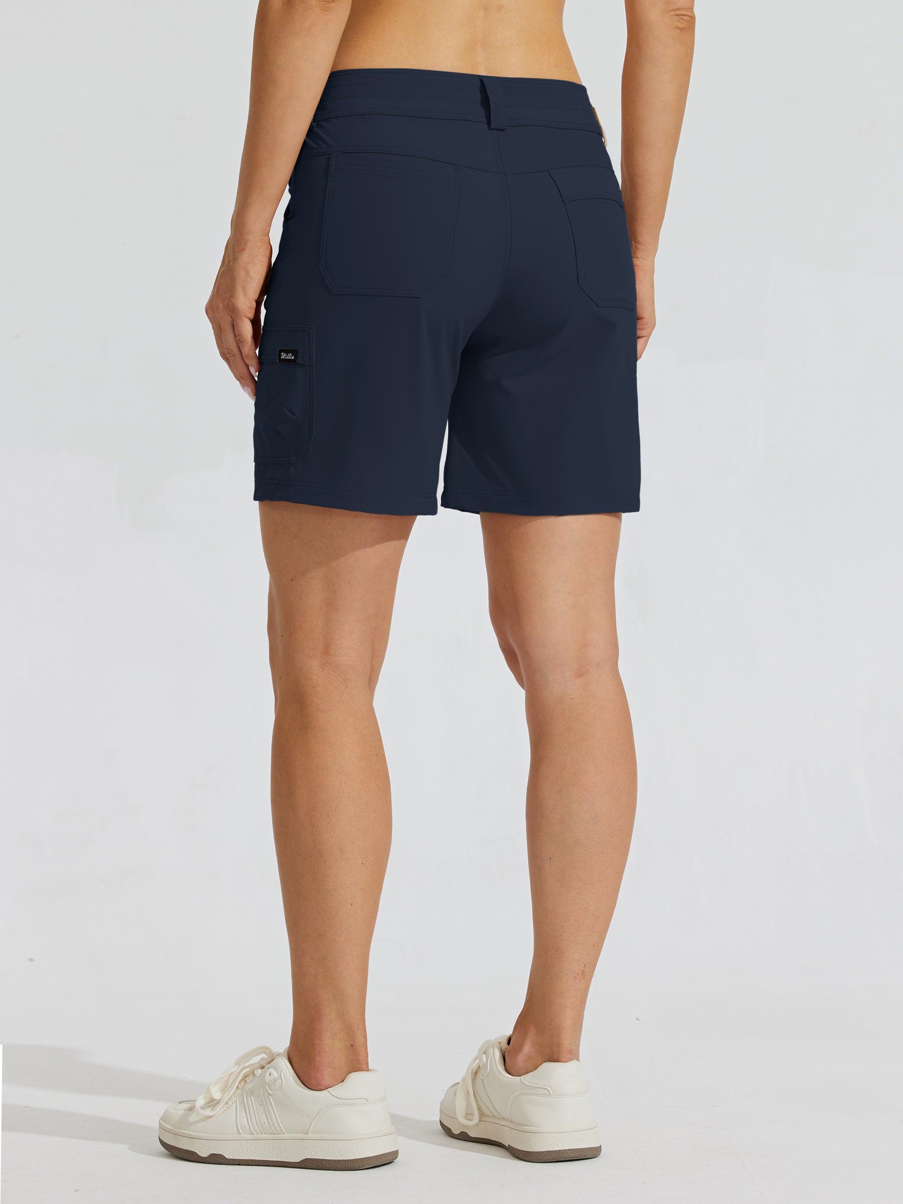Womens High Waist Cargo Shorts 7 Inch deep blue4