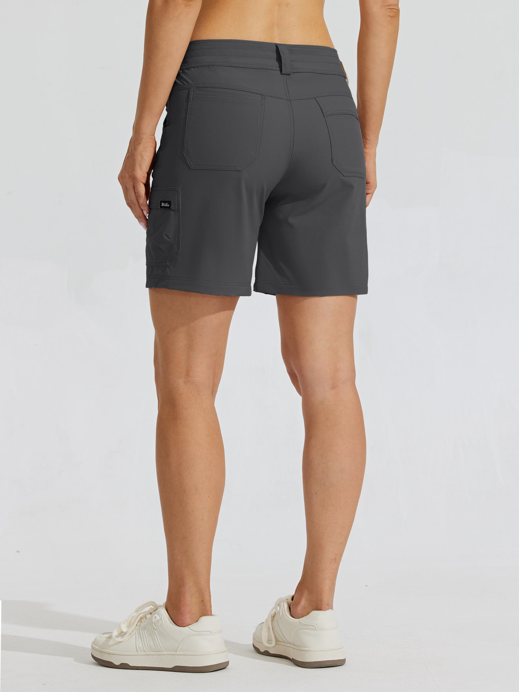 Womens High Waist Cargo Shorts 7 Inch deep gray4