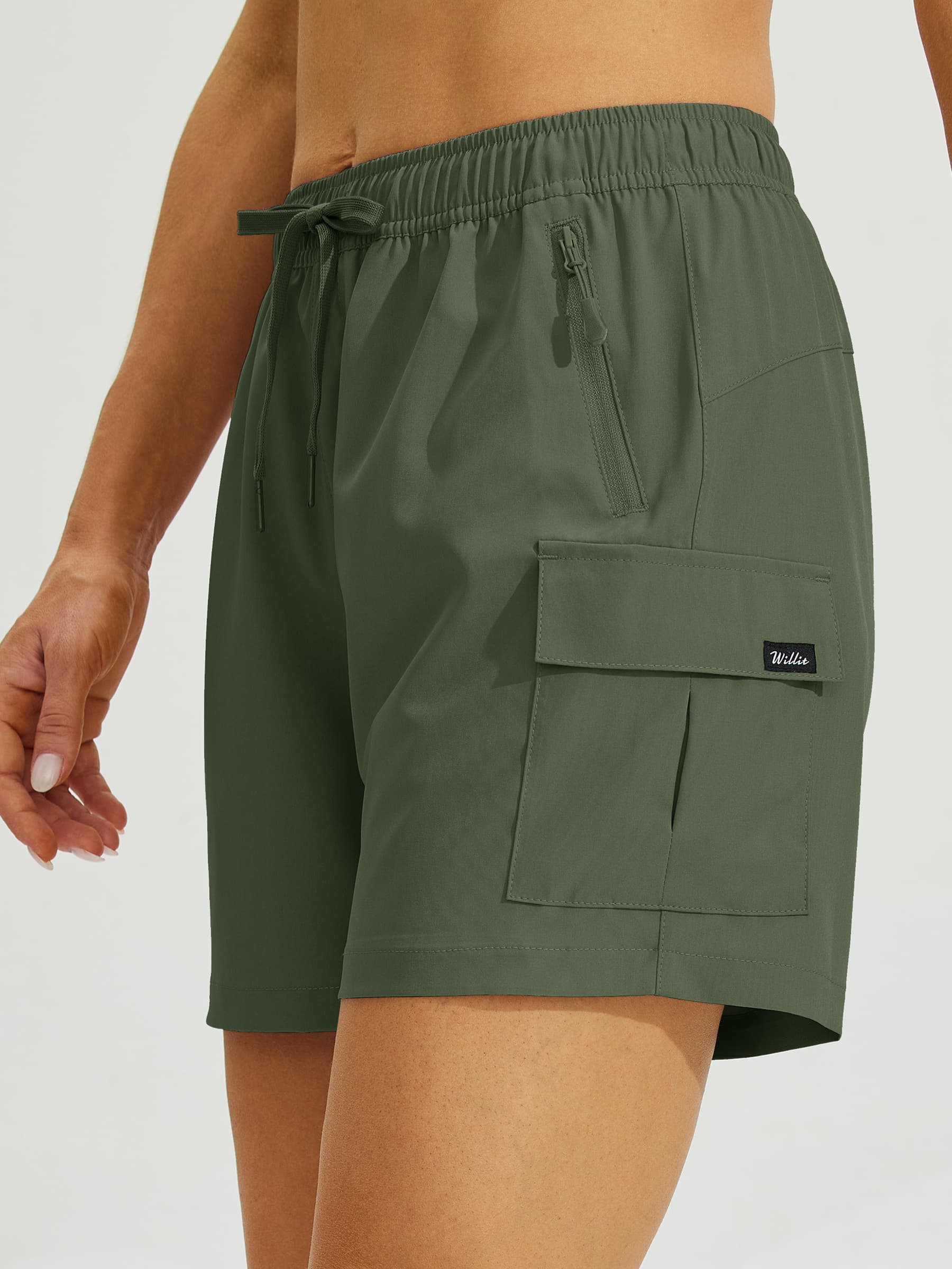 Willit Women's Hiking Workout Shorts in army green2