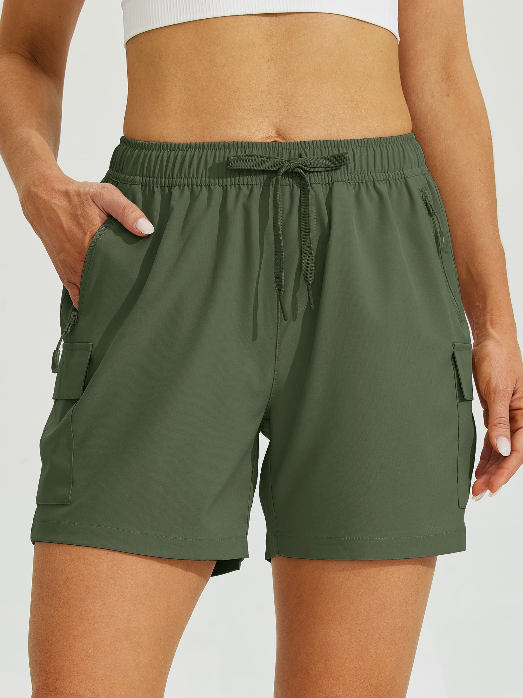 Willit Women's Hiking Workout Shorts in army green1