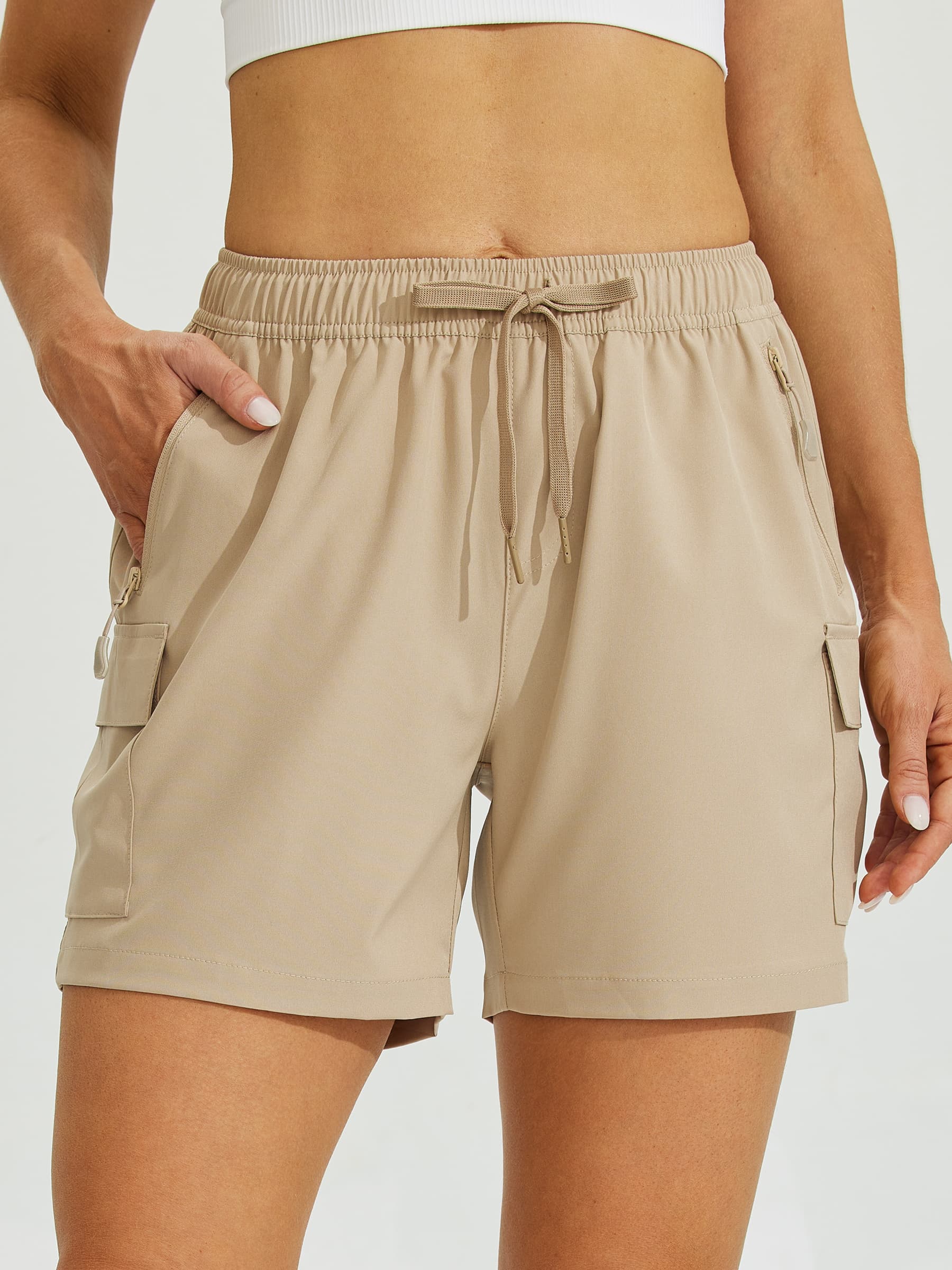 Willit Women's Hiking Workout Shorts in khaki1