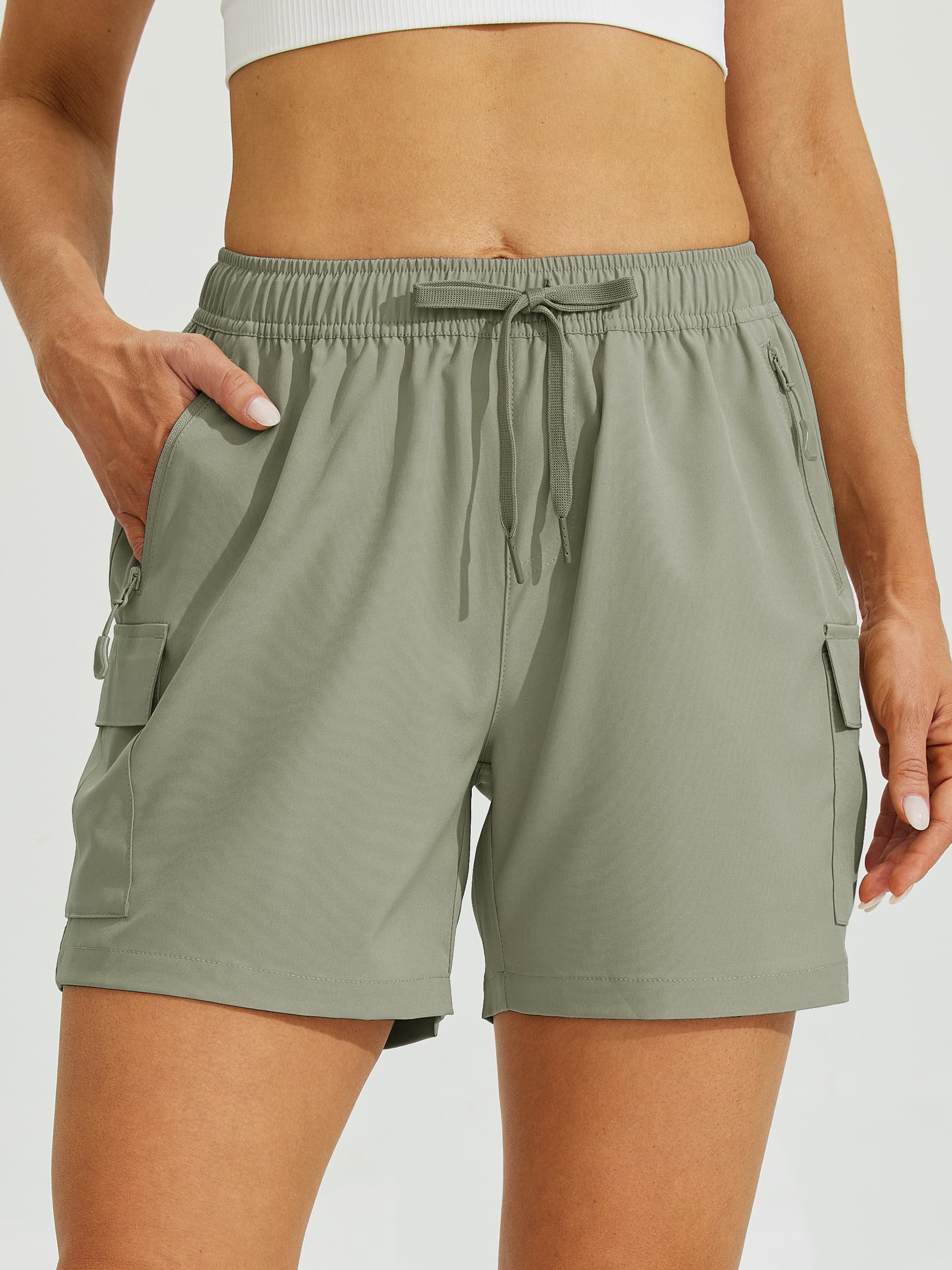 Willit Women's Hiking Workout Shorts in sage green1
