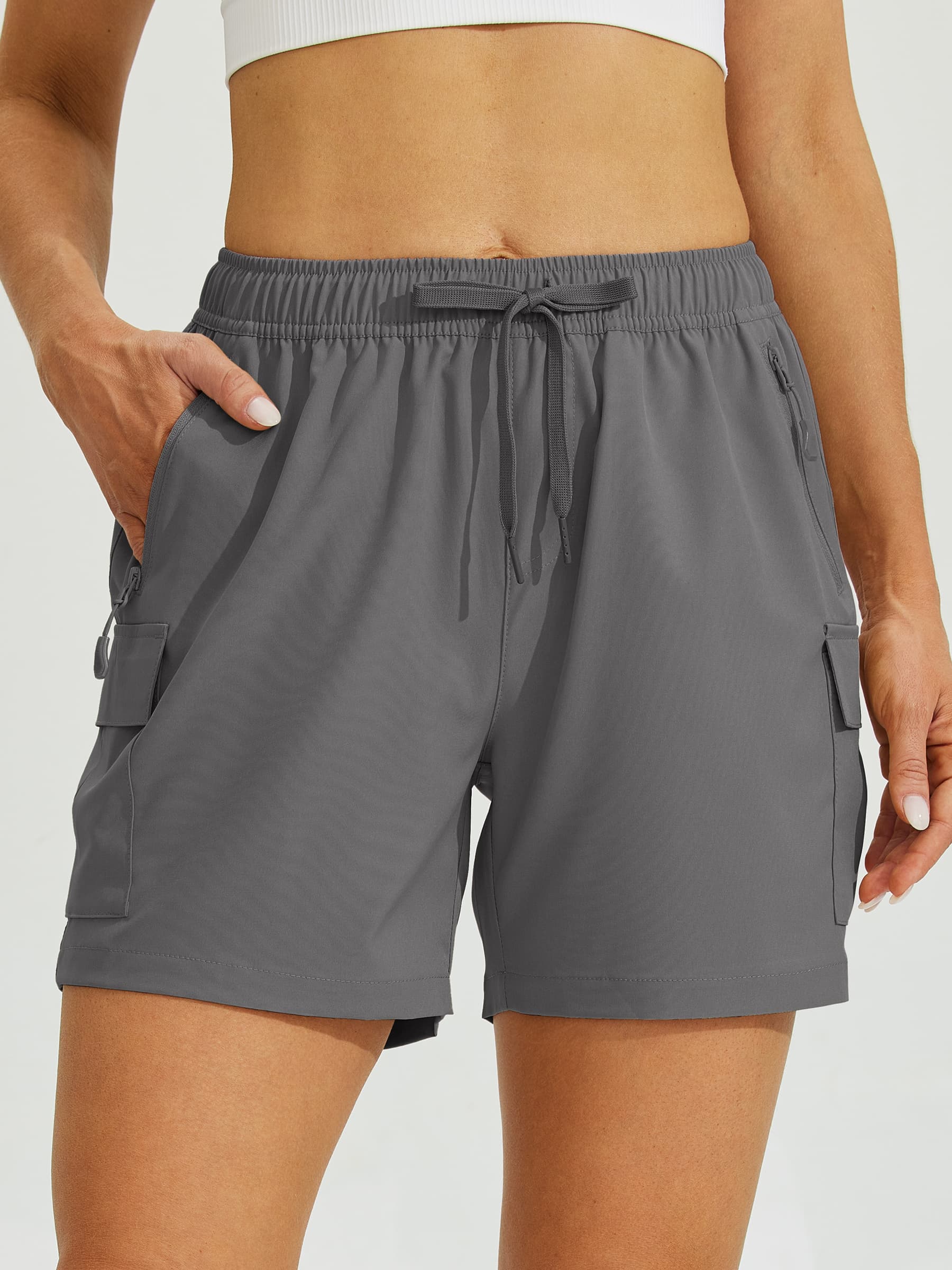 Willit Women's Hiking Workout Shorts in dark gray2