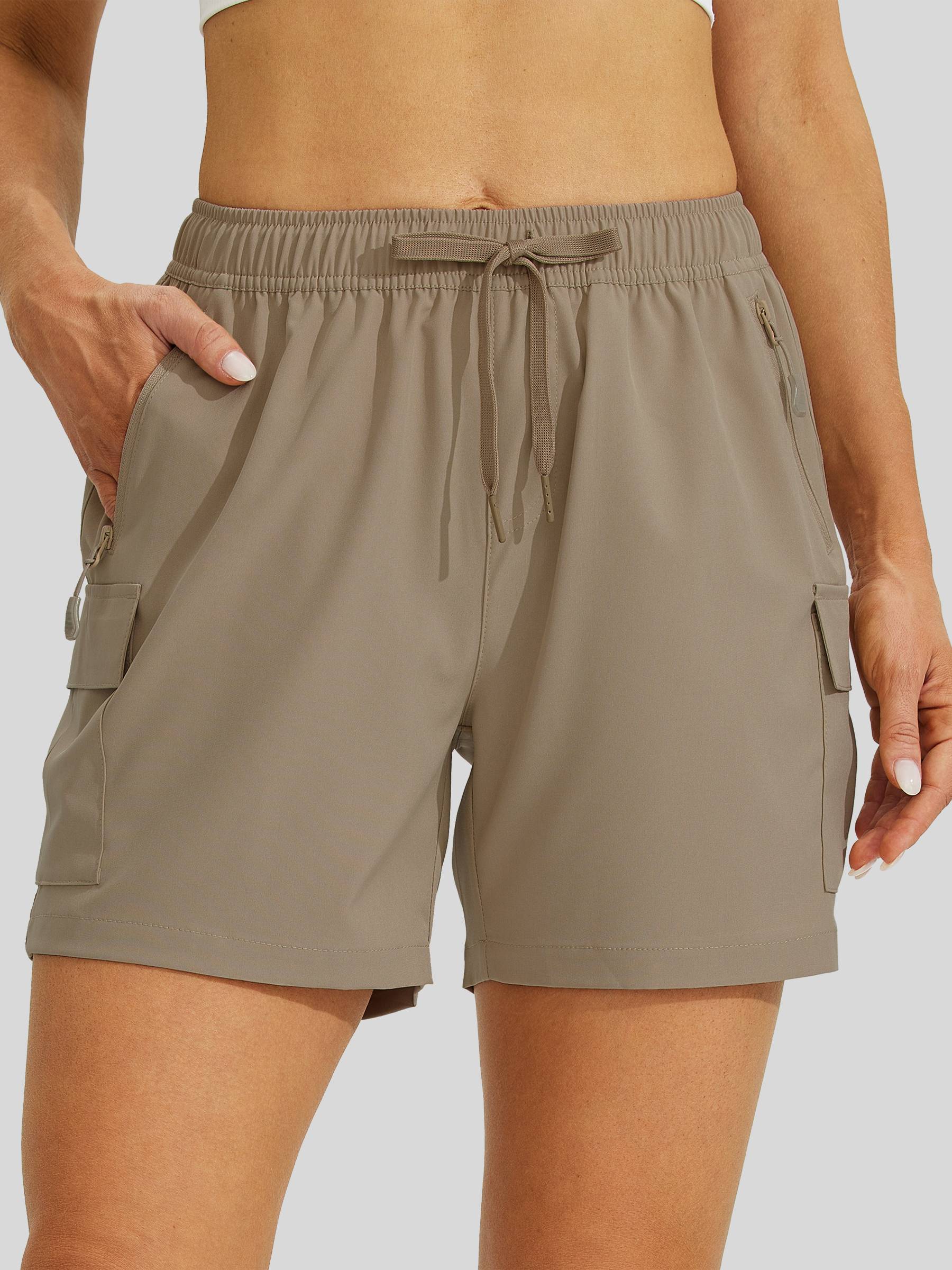Willit Women's Hiking Workout Shorts in deep khaki1