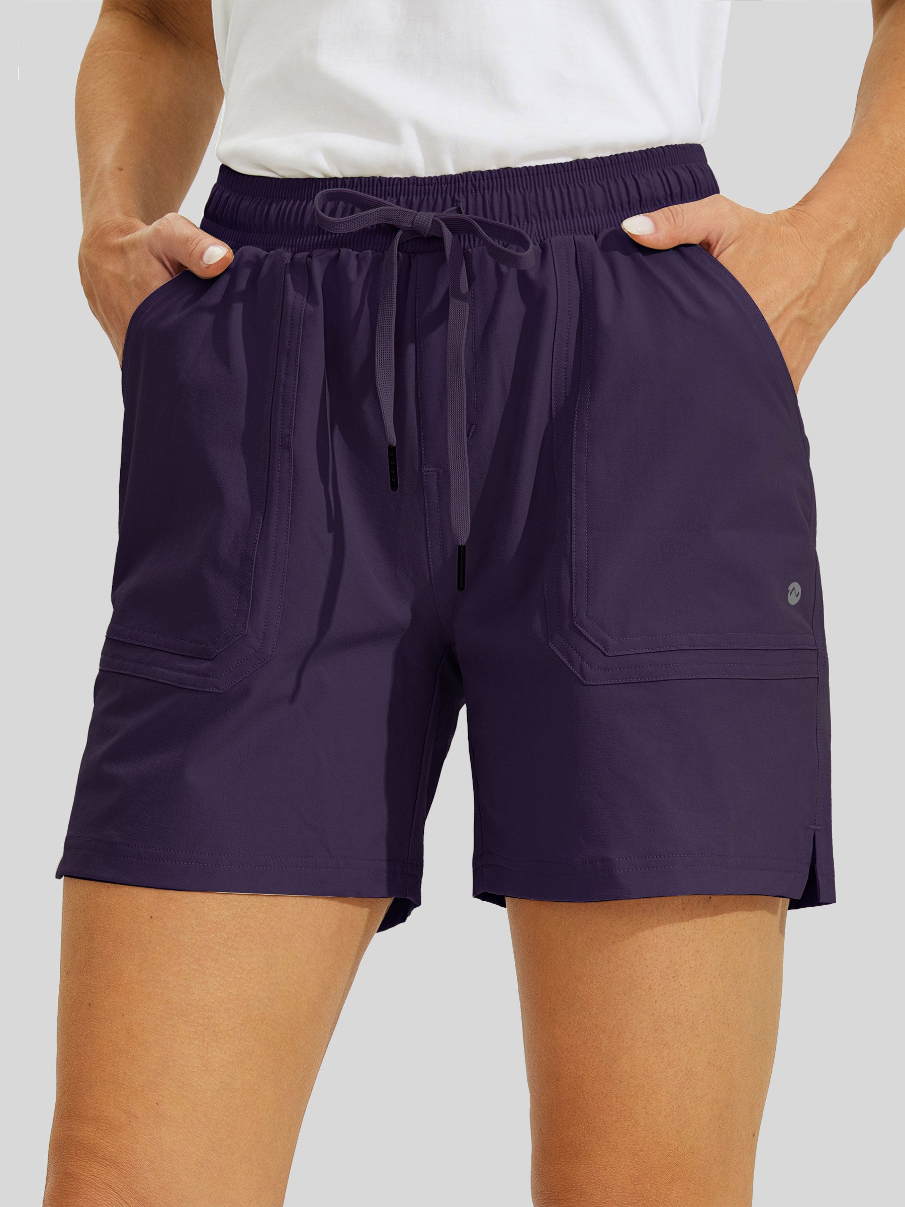 Willit Womens Stretch Shorts with Pockets in purple1
