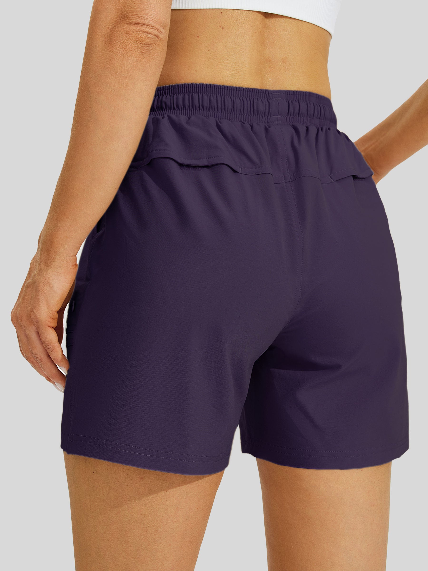 Willit Womens Stretch Shorts with Pockets in purple2