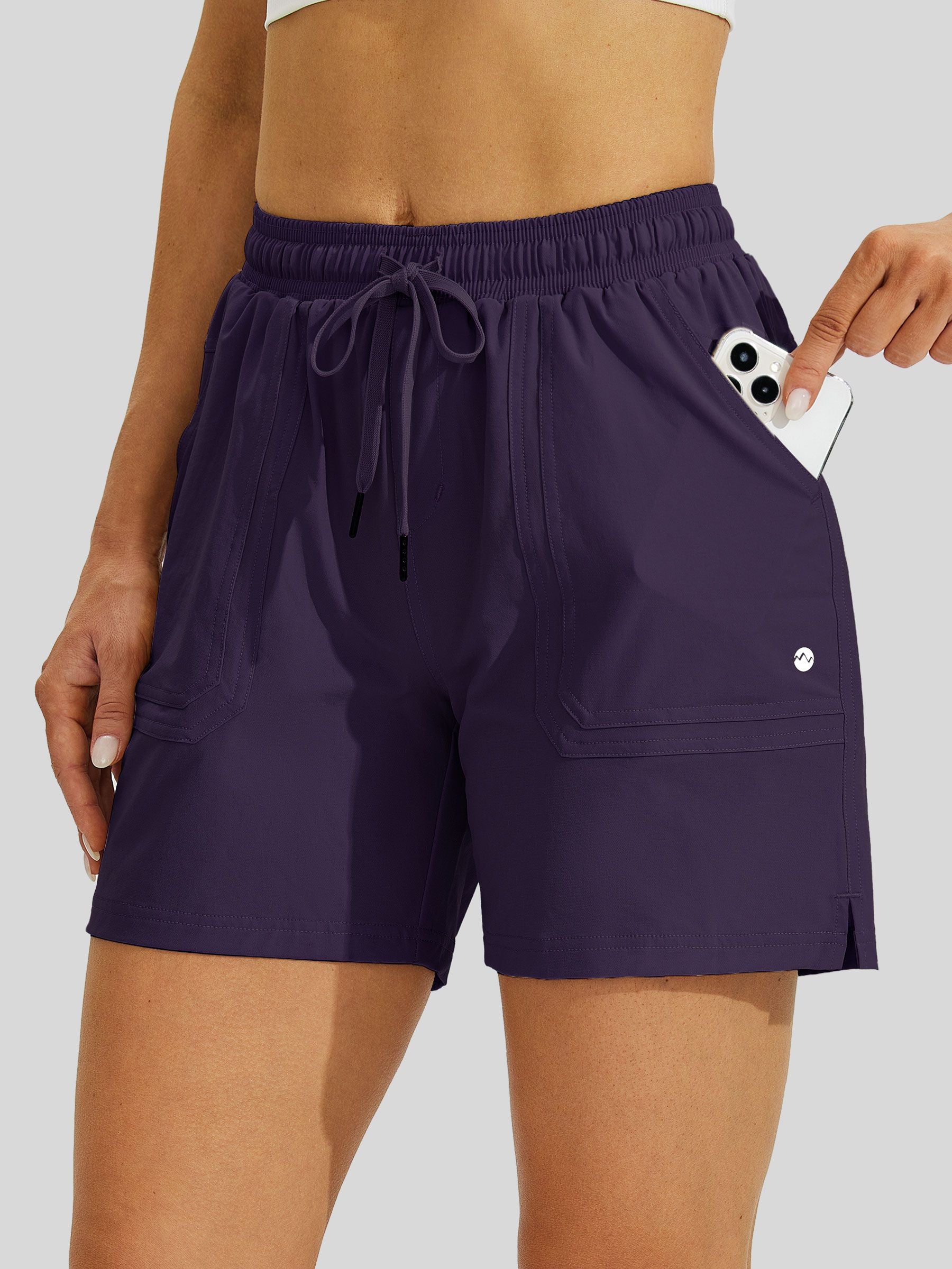Willit Womens Stretch Shorts with Pockets in purple3