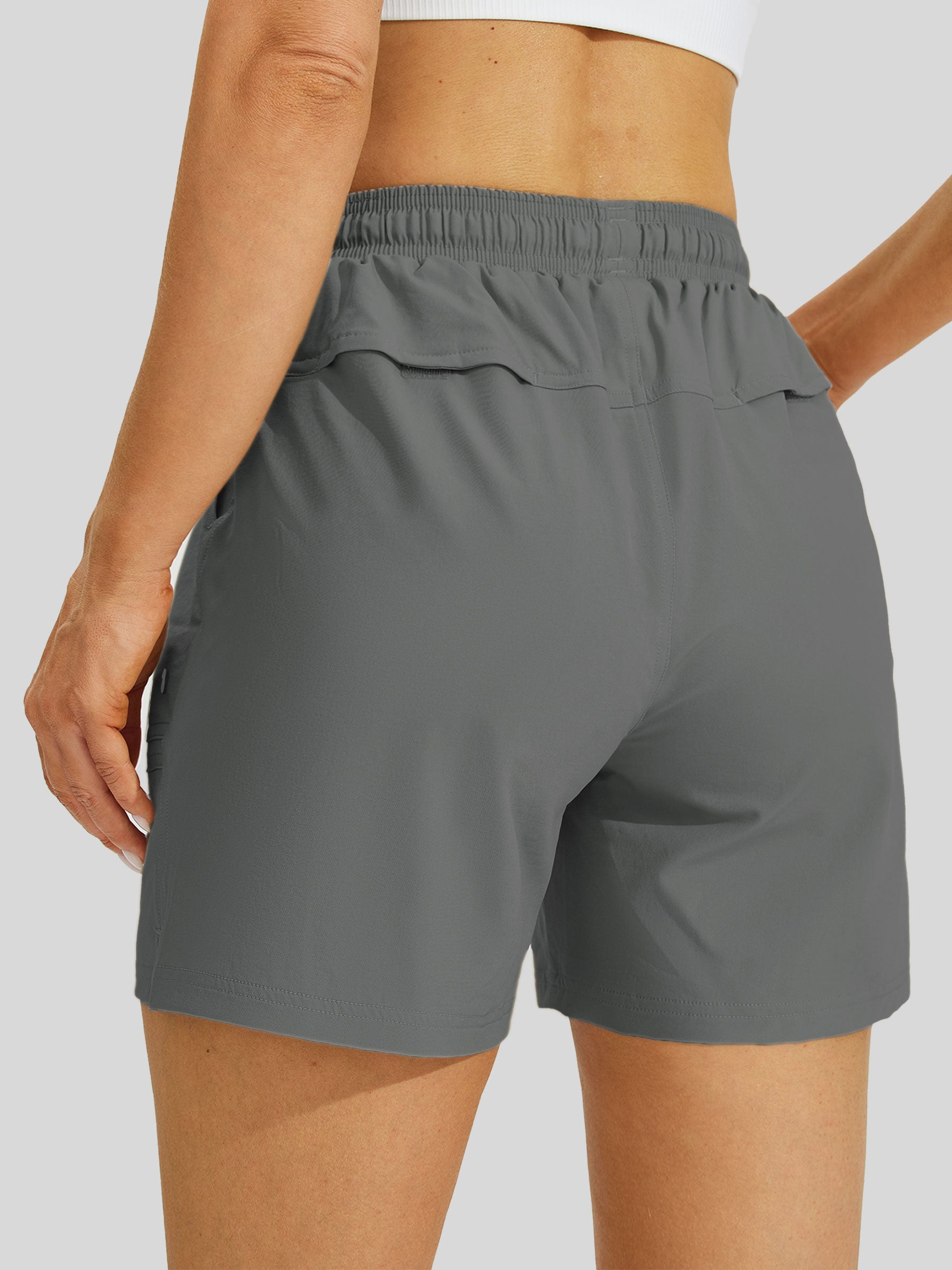 Willit Womens Stretch Shorts with Pockets in steel gray2
