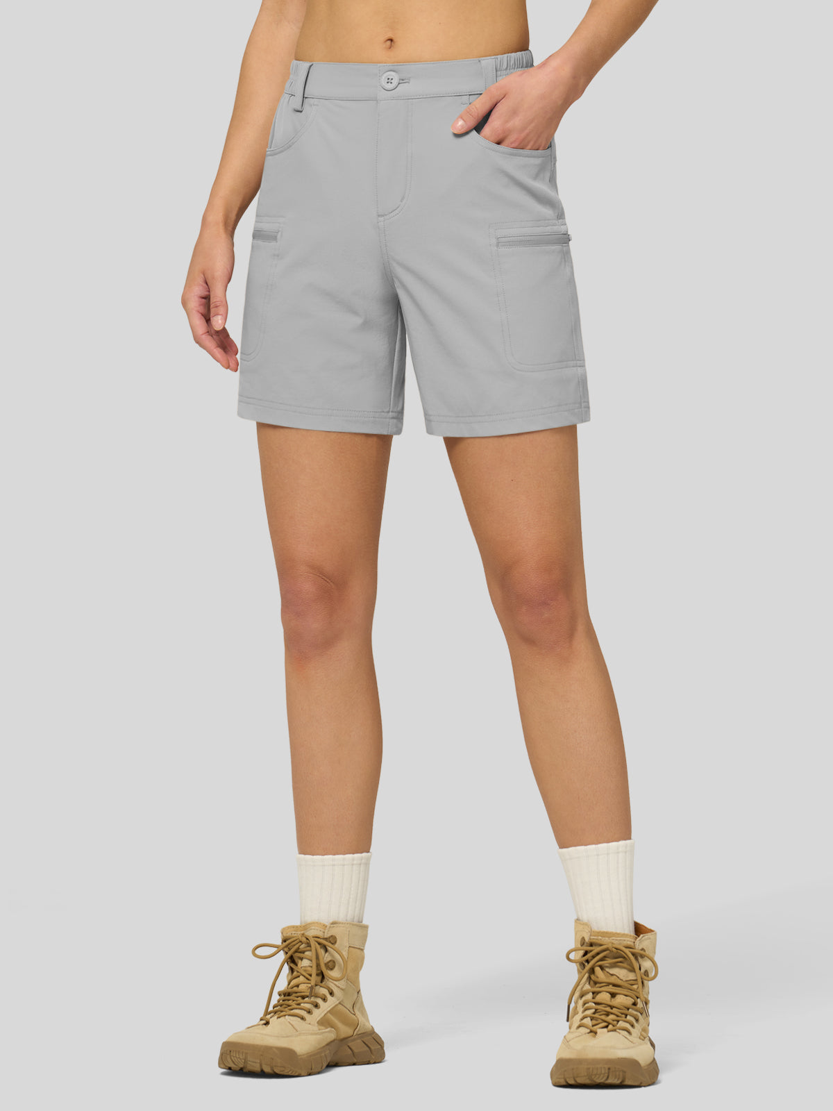 Willit Women's Hiking Shorts Quick Dry in light gray1