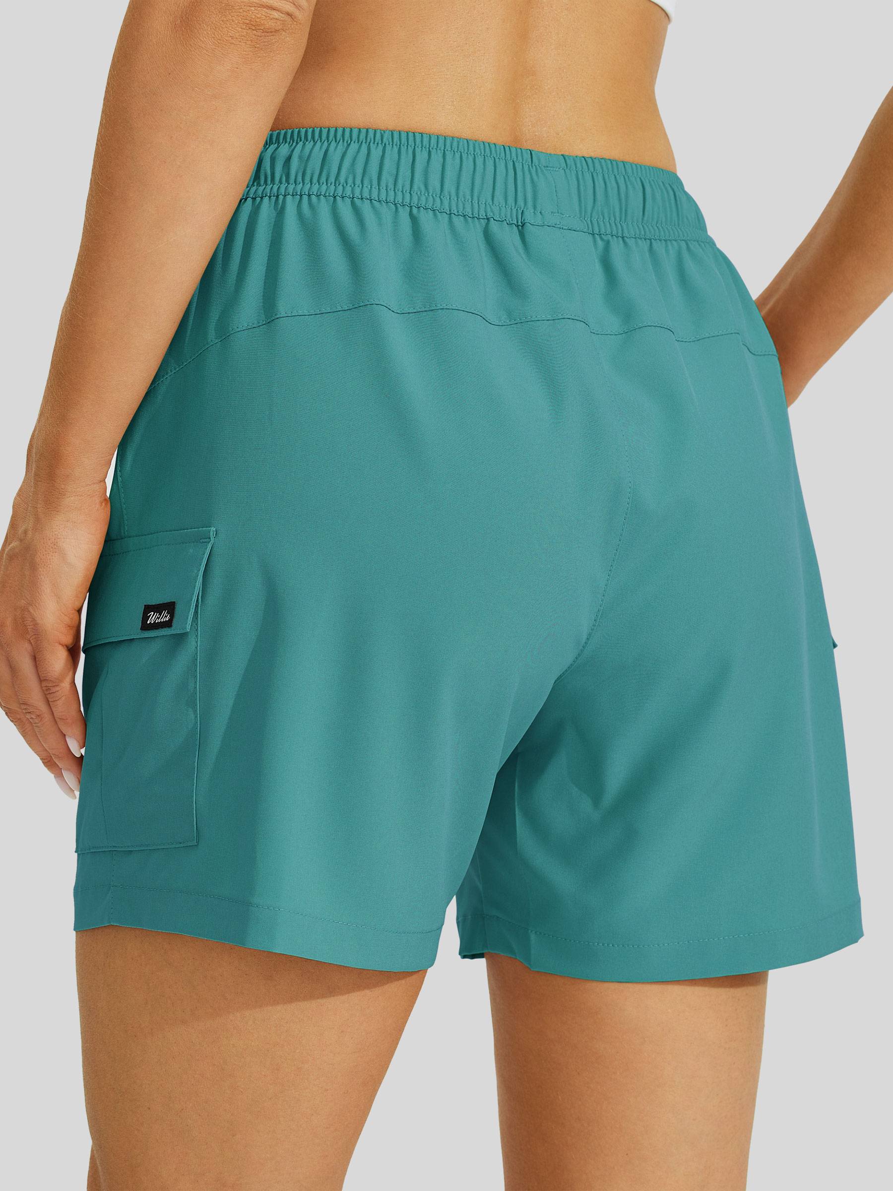 Willit Women's Hiking Workout Shorts in teal2