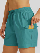 Willit Women's Hiking Workout Shorts in teal3