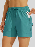 Willit Women's Hiking Workout Shorts in teal4