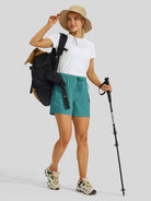 Willit Women's Hiking Workout Shorts in teal5