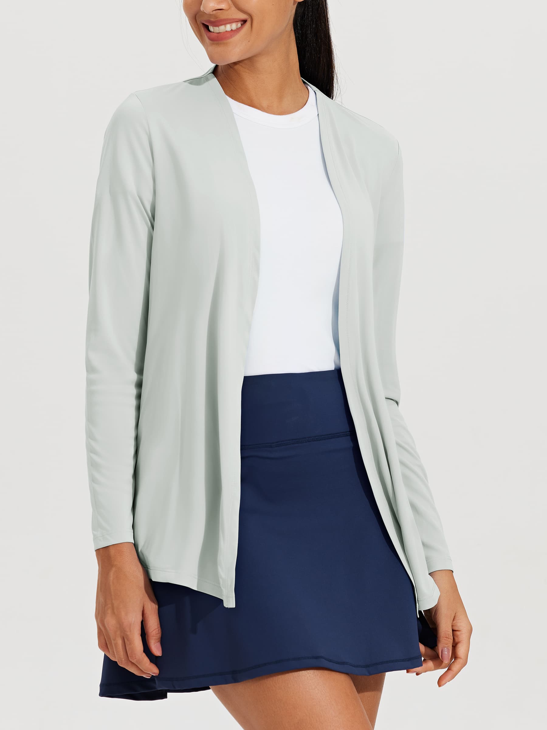 Women's Lightweight Cardigan_Gray_model1