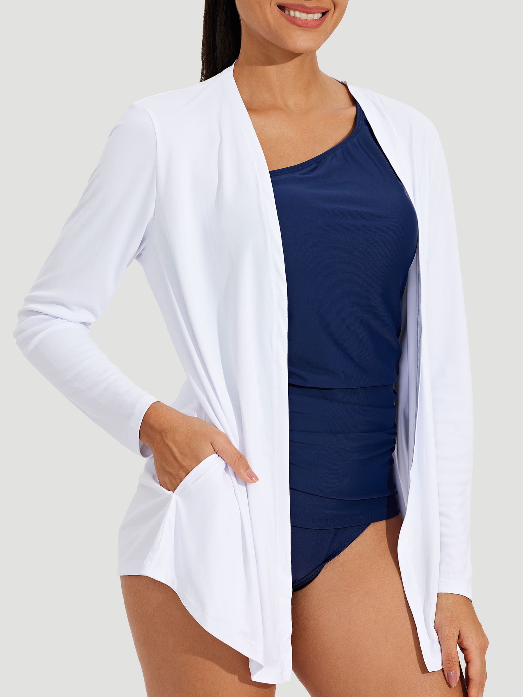 Women's Lightweight Cardigan_White_model2