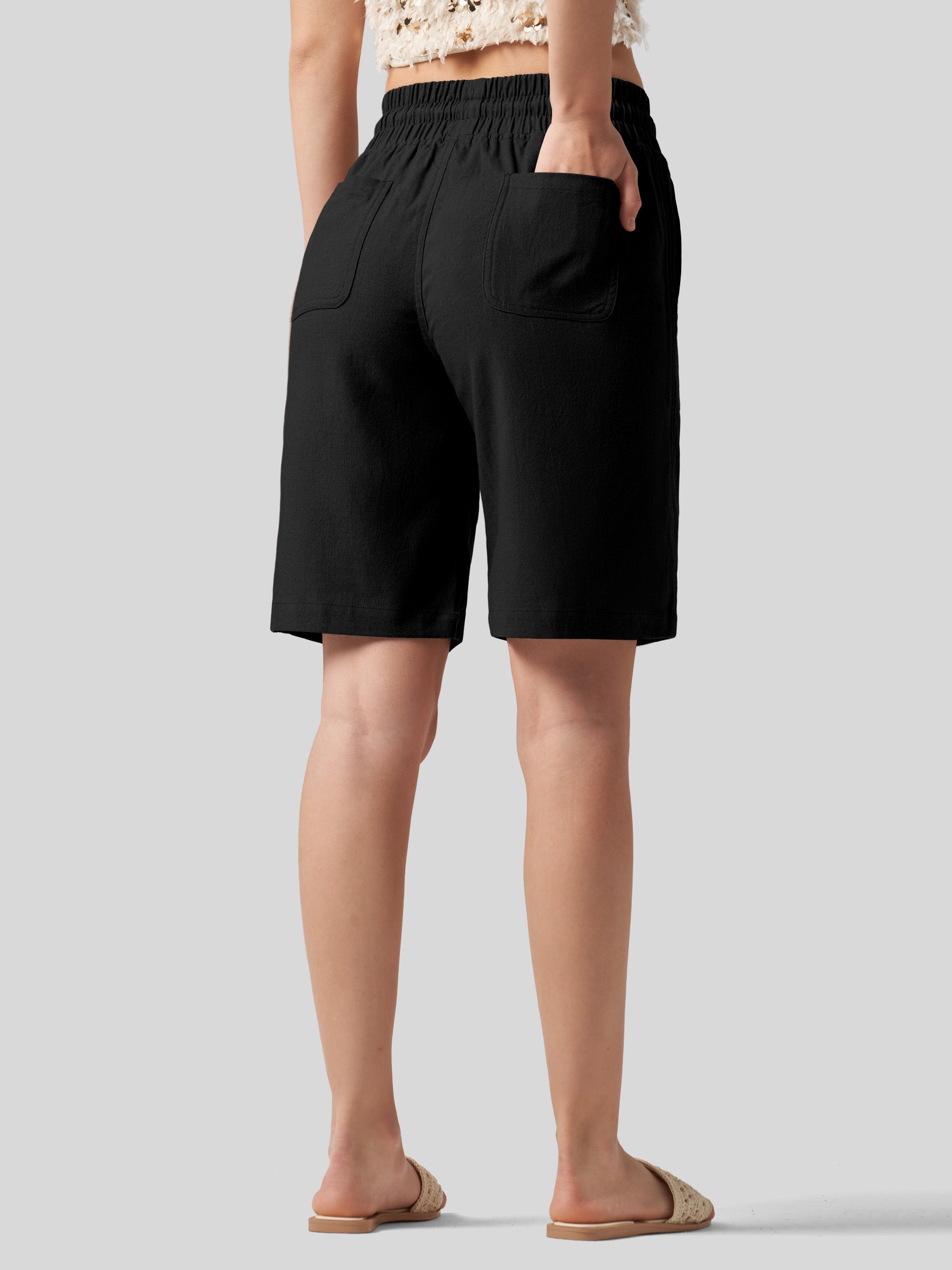 Willit Women's Linen Bermuda Shorts 10 Inch in black3