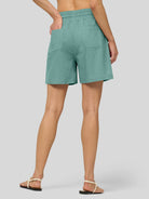 Willit Women's Linen Bermuda Shorts 5 Inch in aqua3