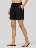 Willit Women's Linen Bermuda Shorts 5 Inch in black2
