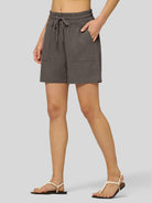 Willit Women's Linen Bermuda Shorts 5 Inch in gray2