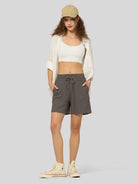 Willit Women's Linen Bermuda Shorts 5 Inch in gray4