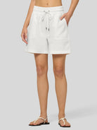 Willit Women's Linen Bermuda Shorts 5 Inch in white1