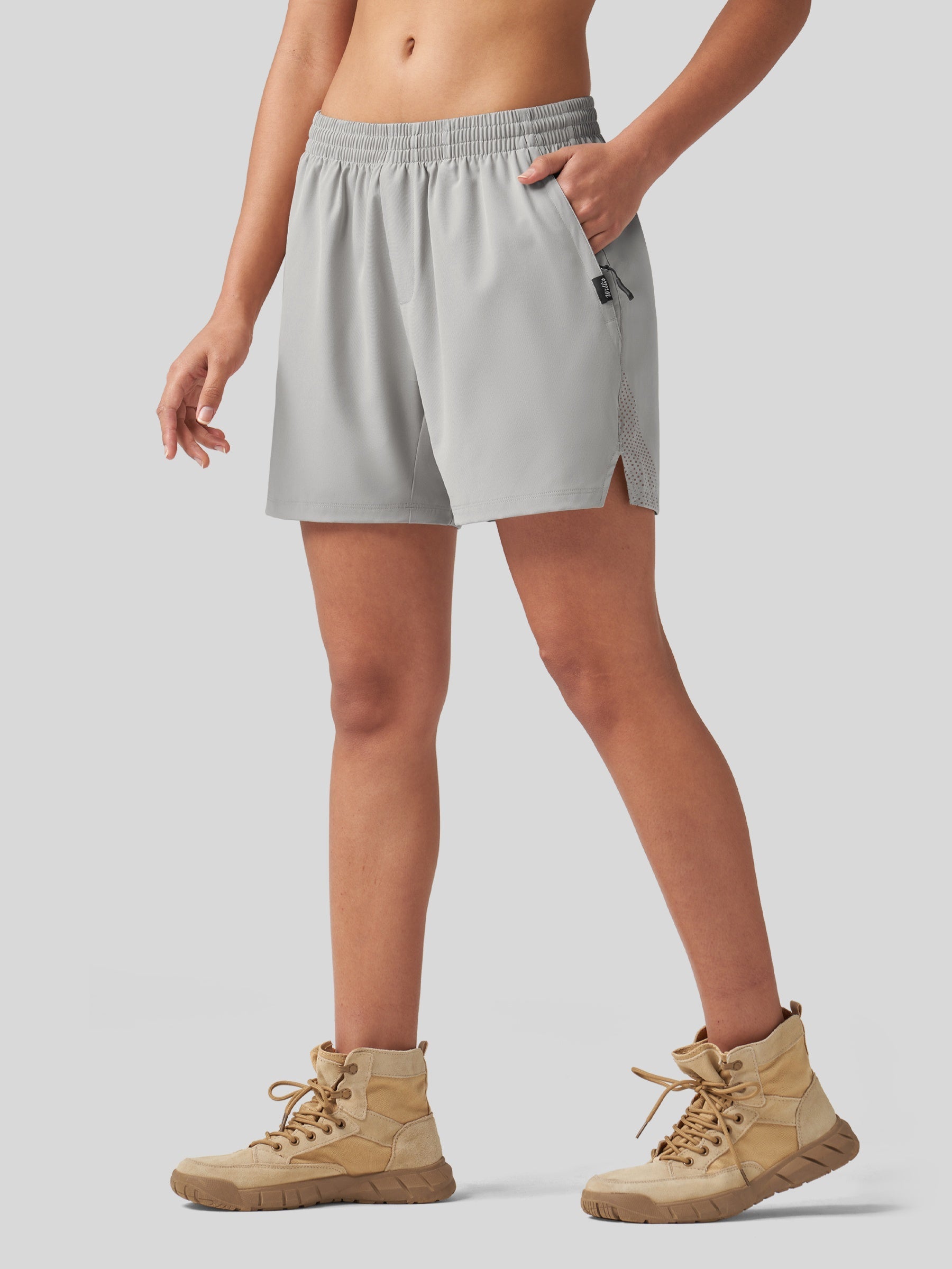Willit Women's Active Trek Shorts 7 Inch in light gray4