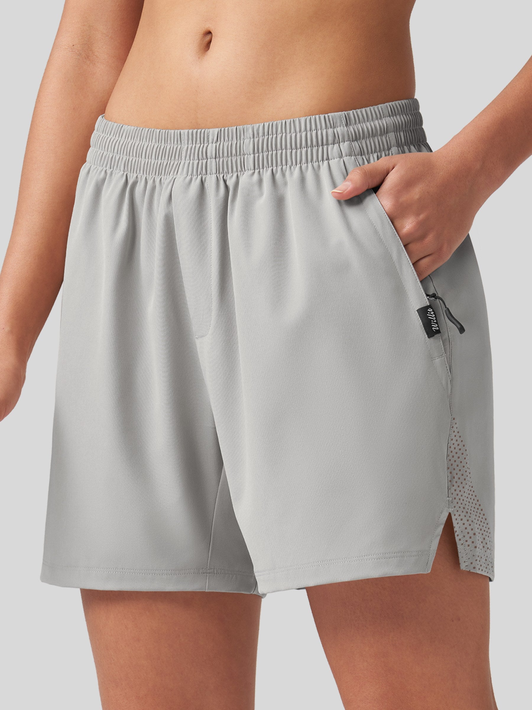 Willit Women's Active Trek Shorts 7 Inch in light gray1
