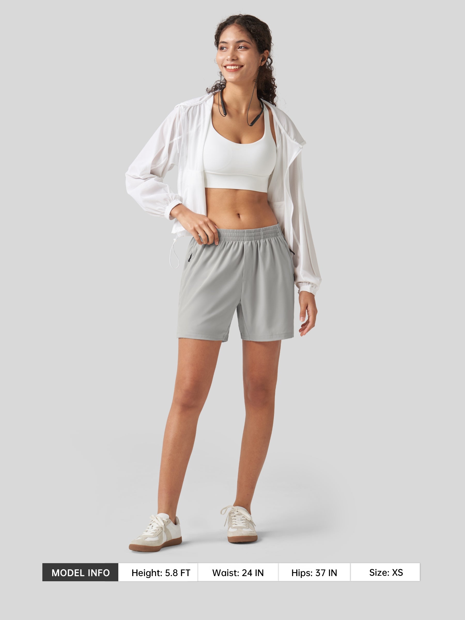 Willit Women's Active Trek Shorts 7 Inch in light gray6