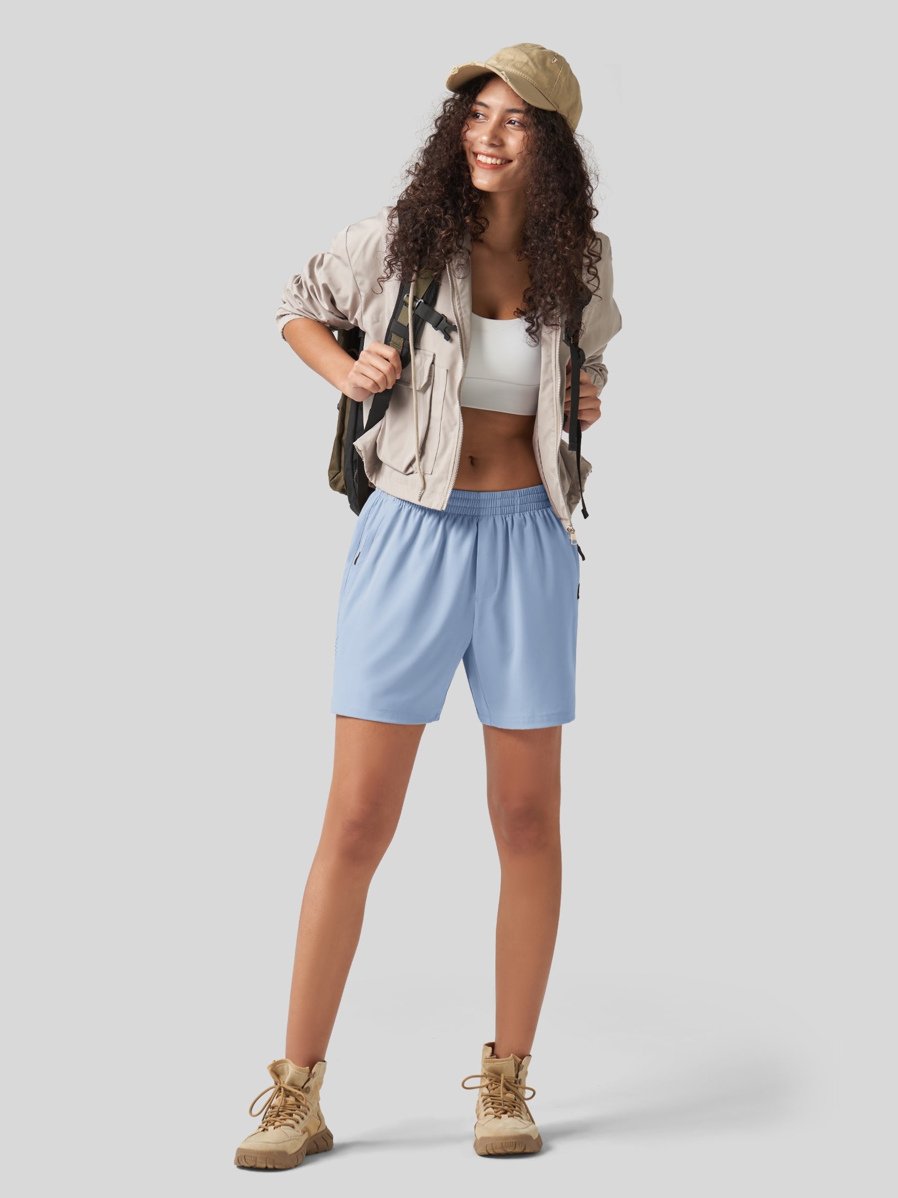 Willit Women's Active Trek Shorts 7 Inch in light blue5