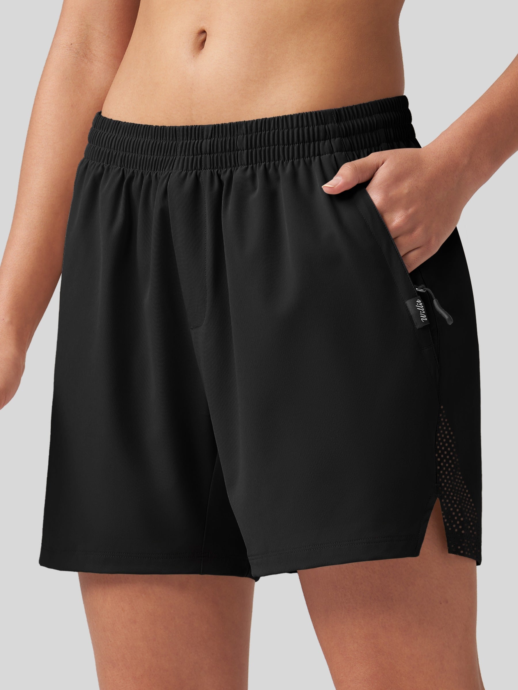 Willit Women's Active Trek Shorts 7 Inch in black 1