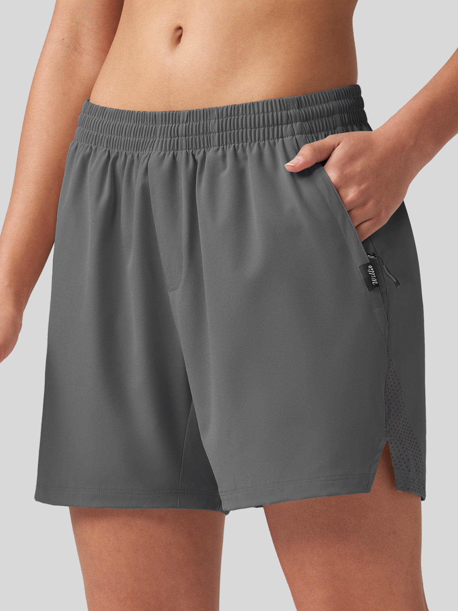 Willit Women's Active Trek Shorts 7 Inch in deep gray1