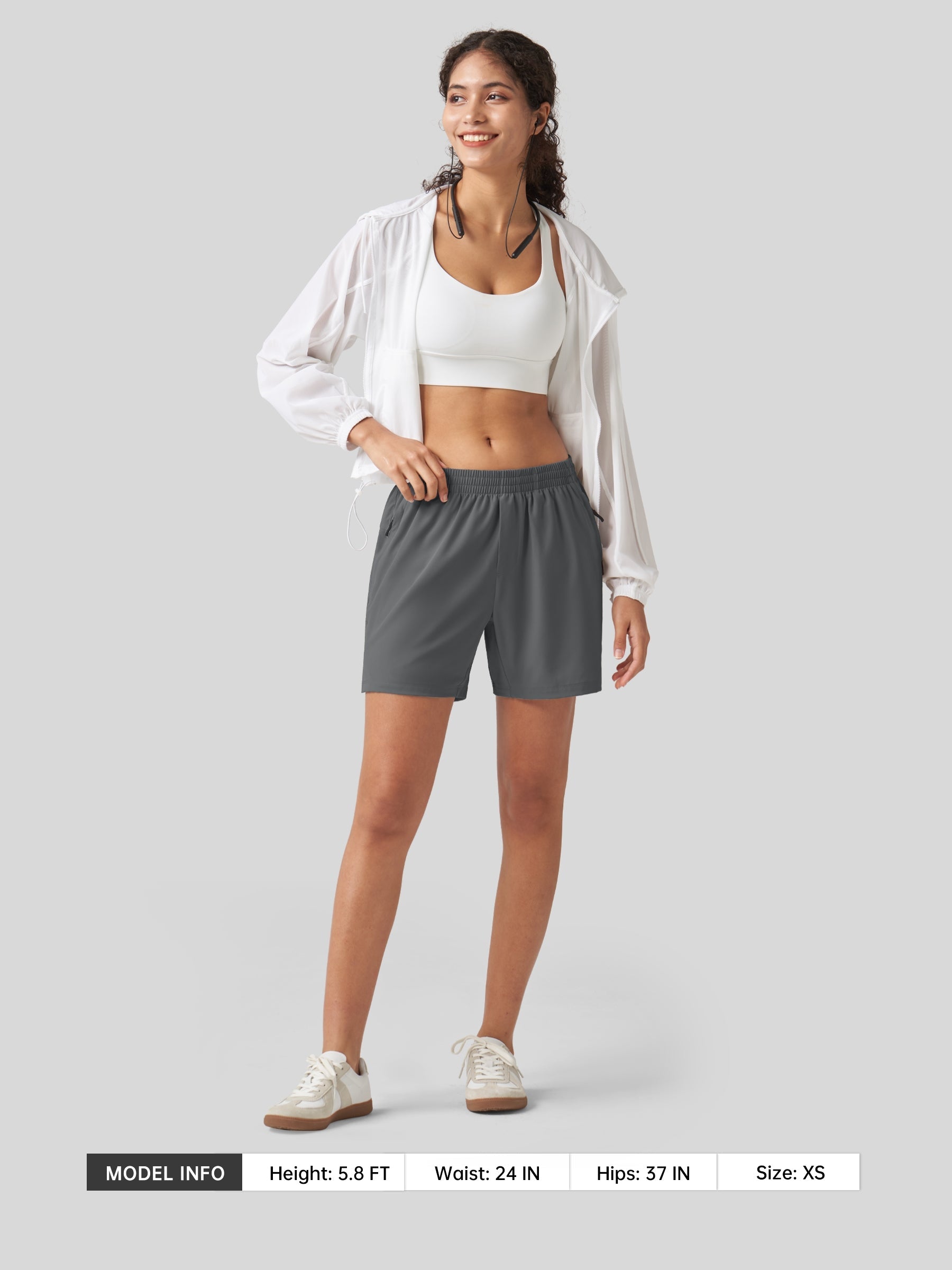 Willit Women's Active Trek Shorts 7 Inch in deep gray6