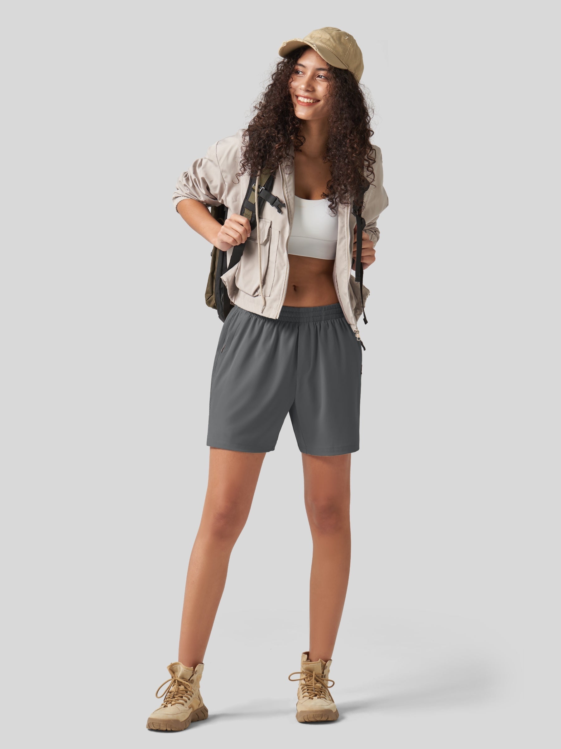 Willit Women's Active Trek Shorts 7 Inch in deep gray5