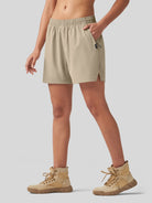 Willit Women's Active Trek Shorts 7 Inch in light khaki4