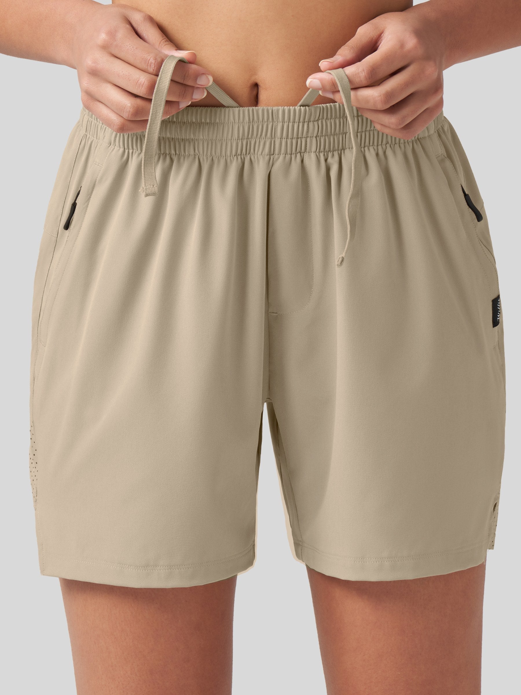 Willit Women's Active Trek Shorts 7 Inch in light khaki3