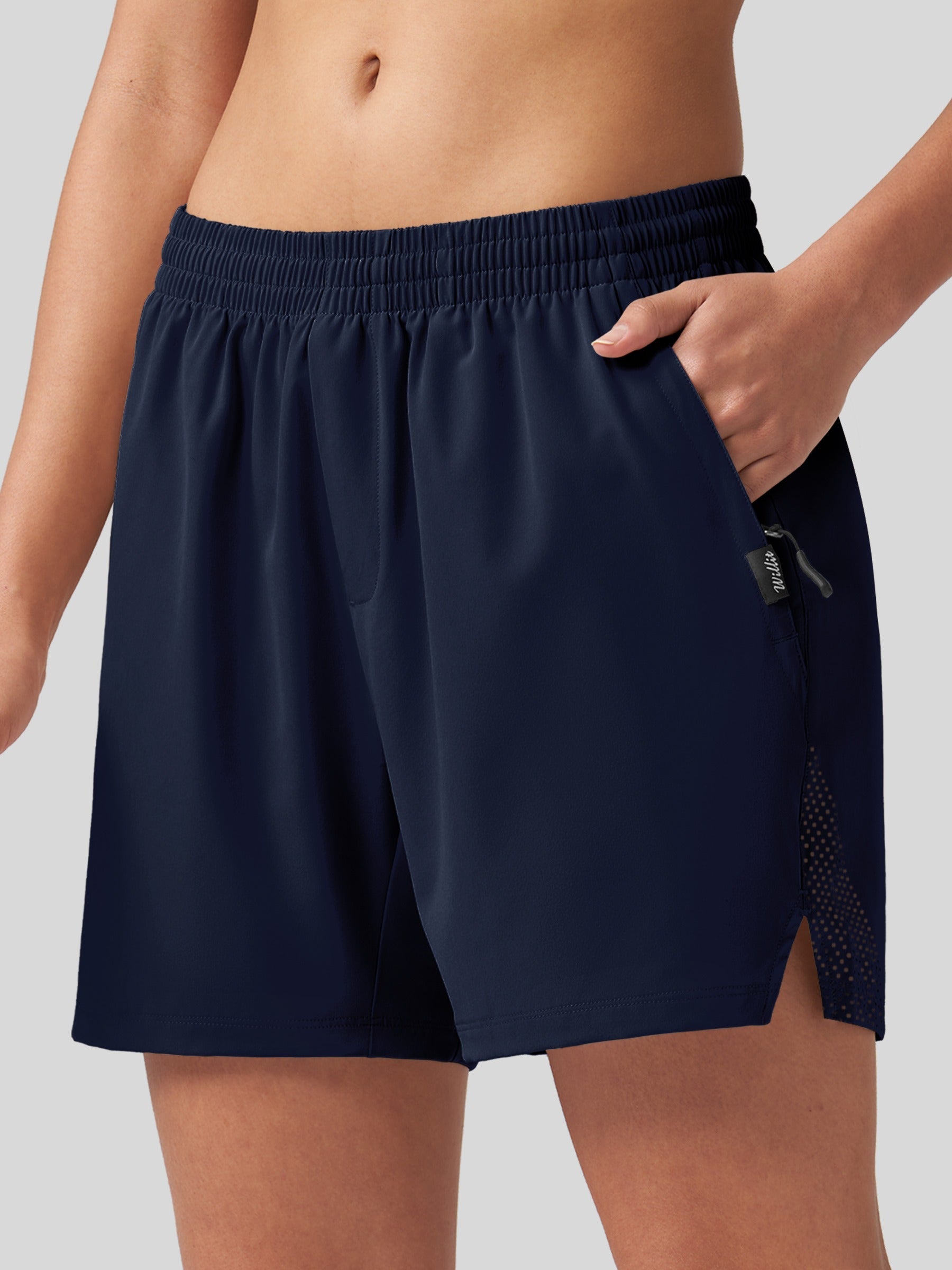 Willit Women's Active Trek Shorts 7 Inch in navy1