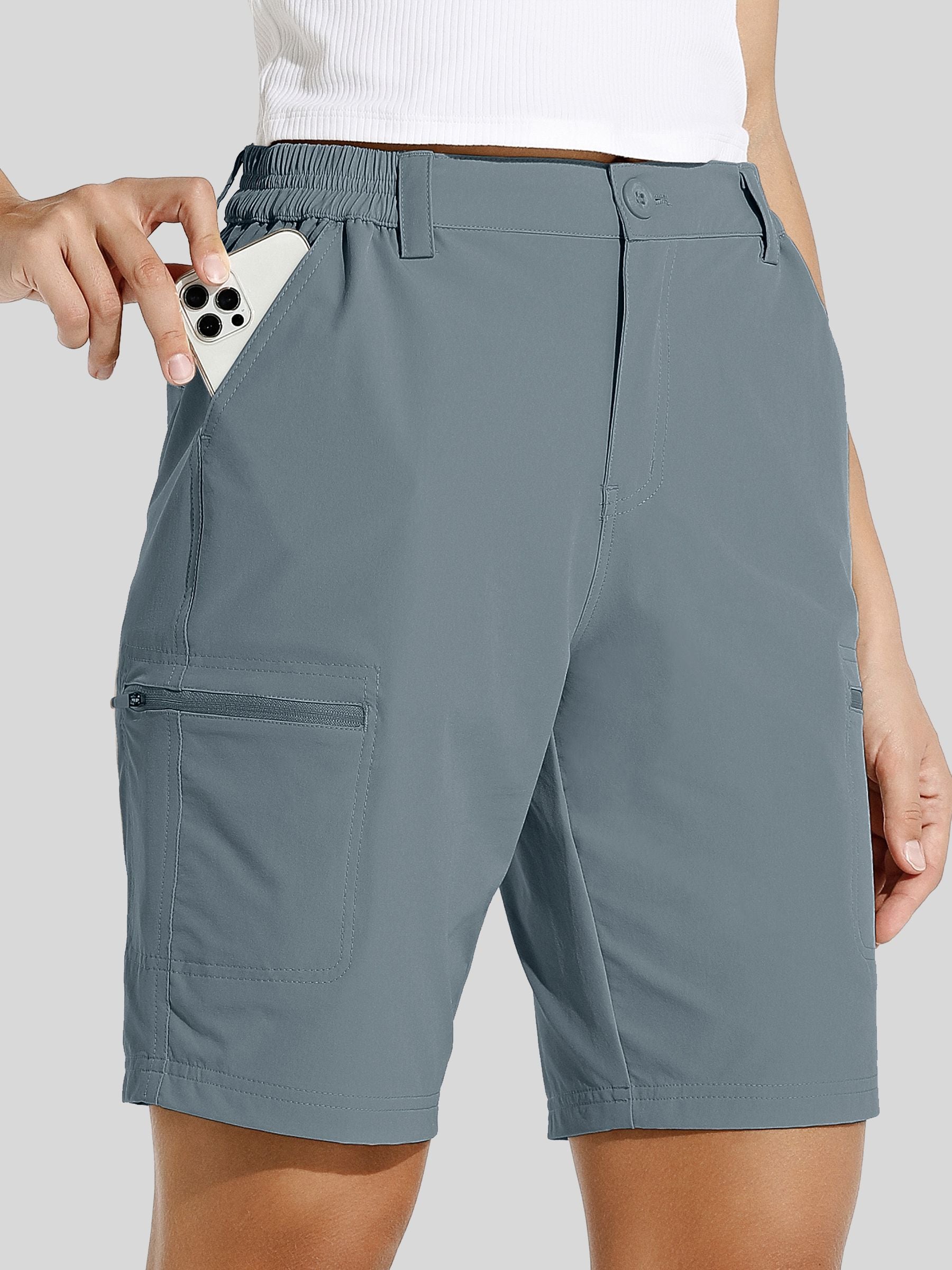 willit Womens Bermuda Cargo Shorts 10 Inch in blue1