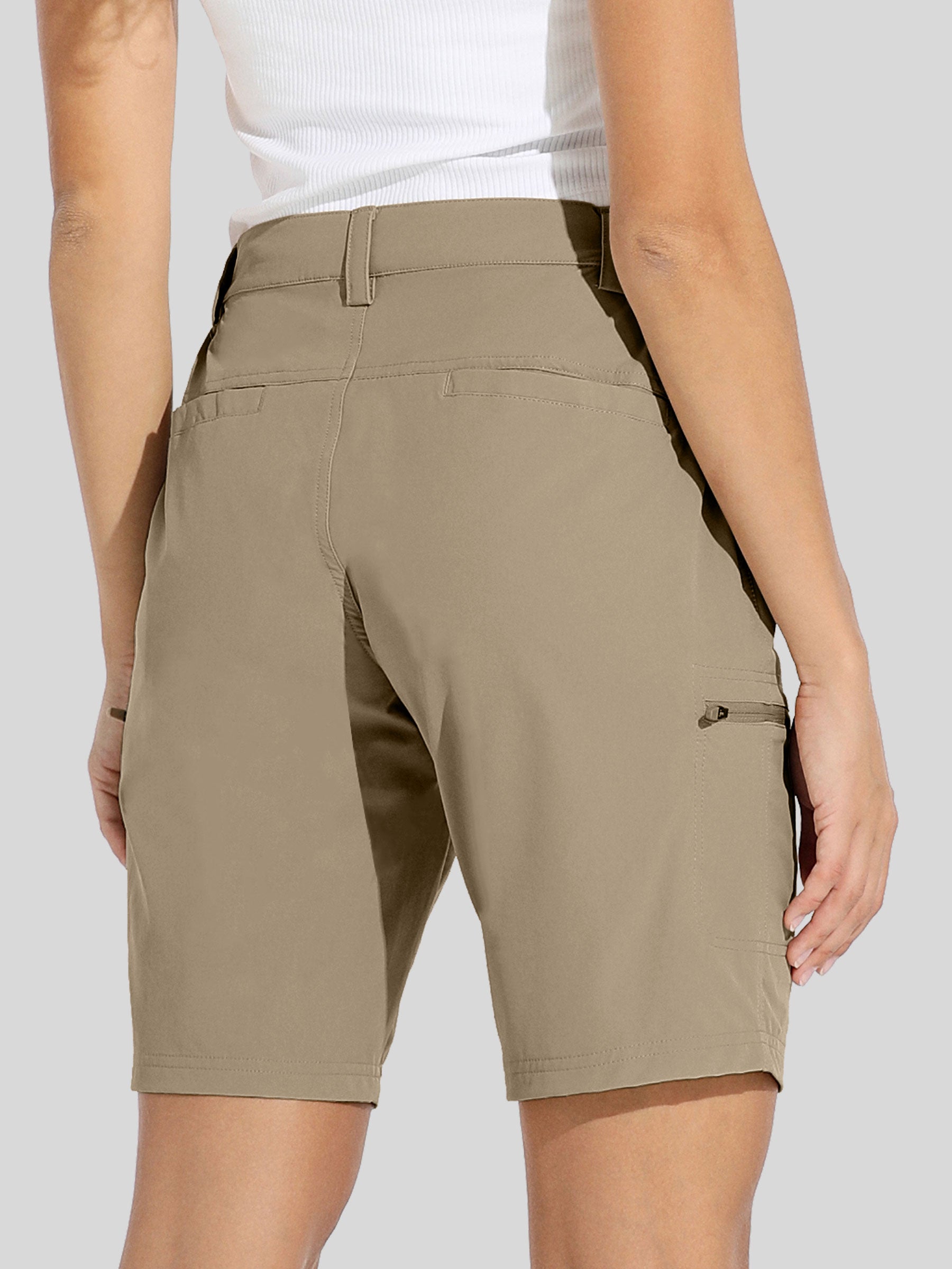 willit Womens Bermuda Cargo Shorts 10 Inch in deep khaki2