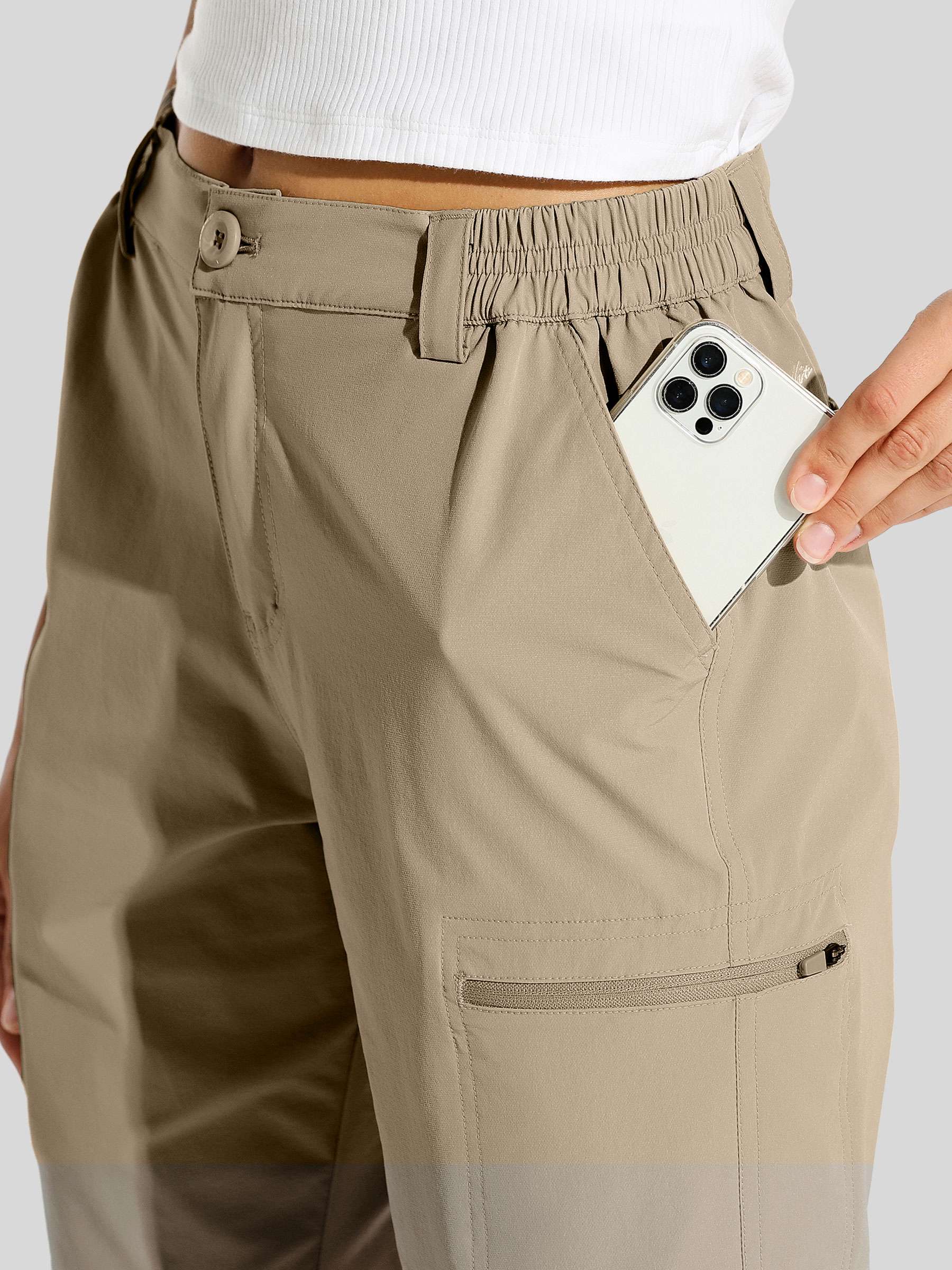 willit Womens Bermuda Cargo Shorts 10 Inch in deep khaki3