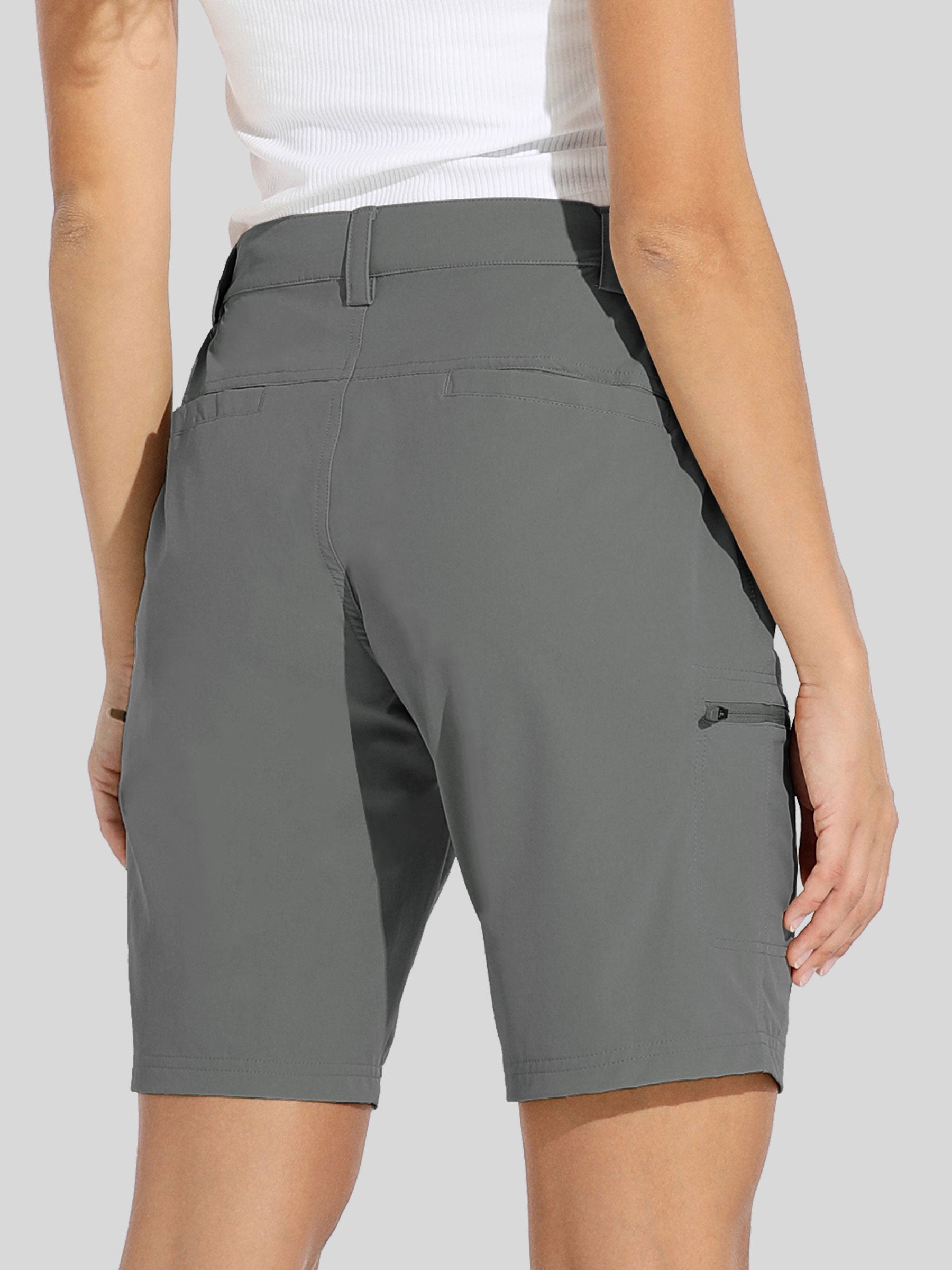 willit Womens Bermuda Cargo Shorts 10 Inch in steel gray2