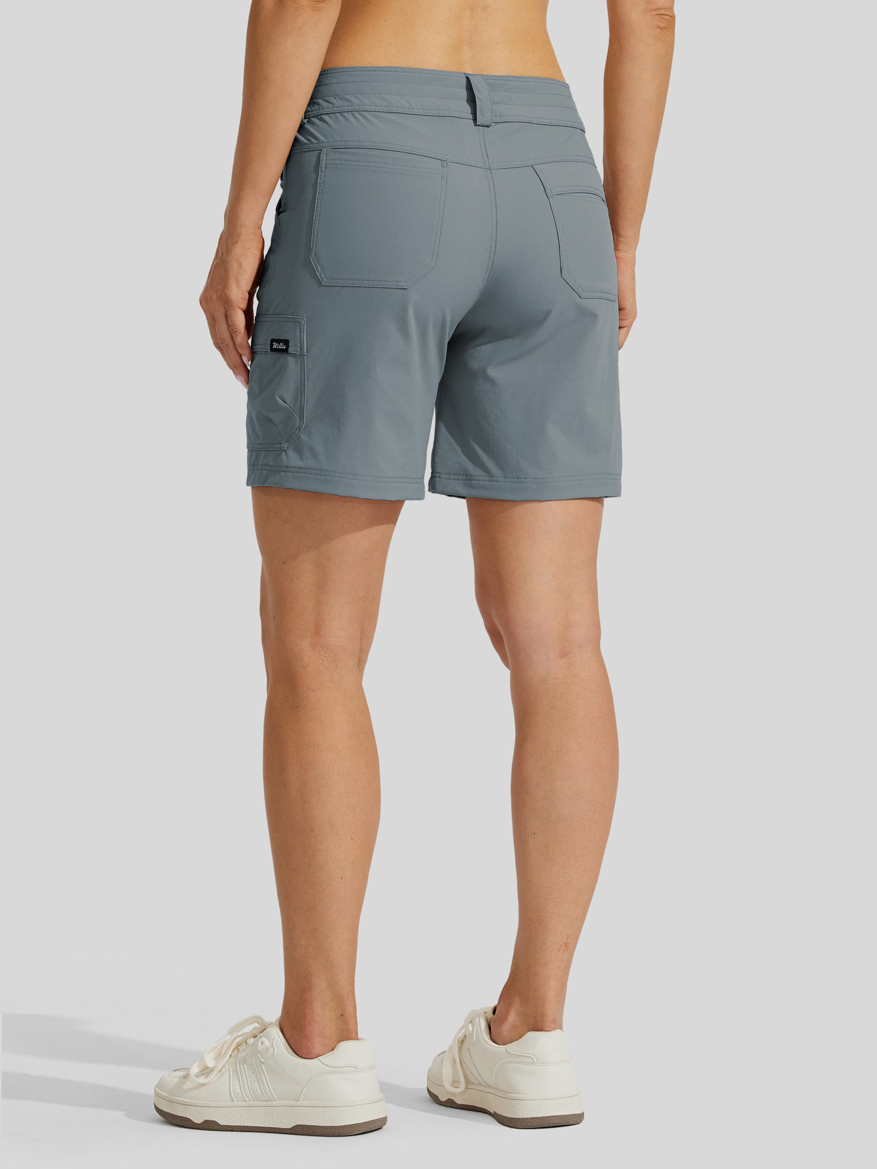 Womens High Waist Cargo Shorts 7 Inch in blue3