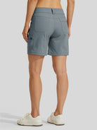 Womens High Waist Cargo Shorts 7 Inch in blue3