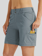 Womens High Waist Cargo Shorts 7 Inch in blue1