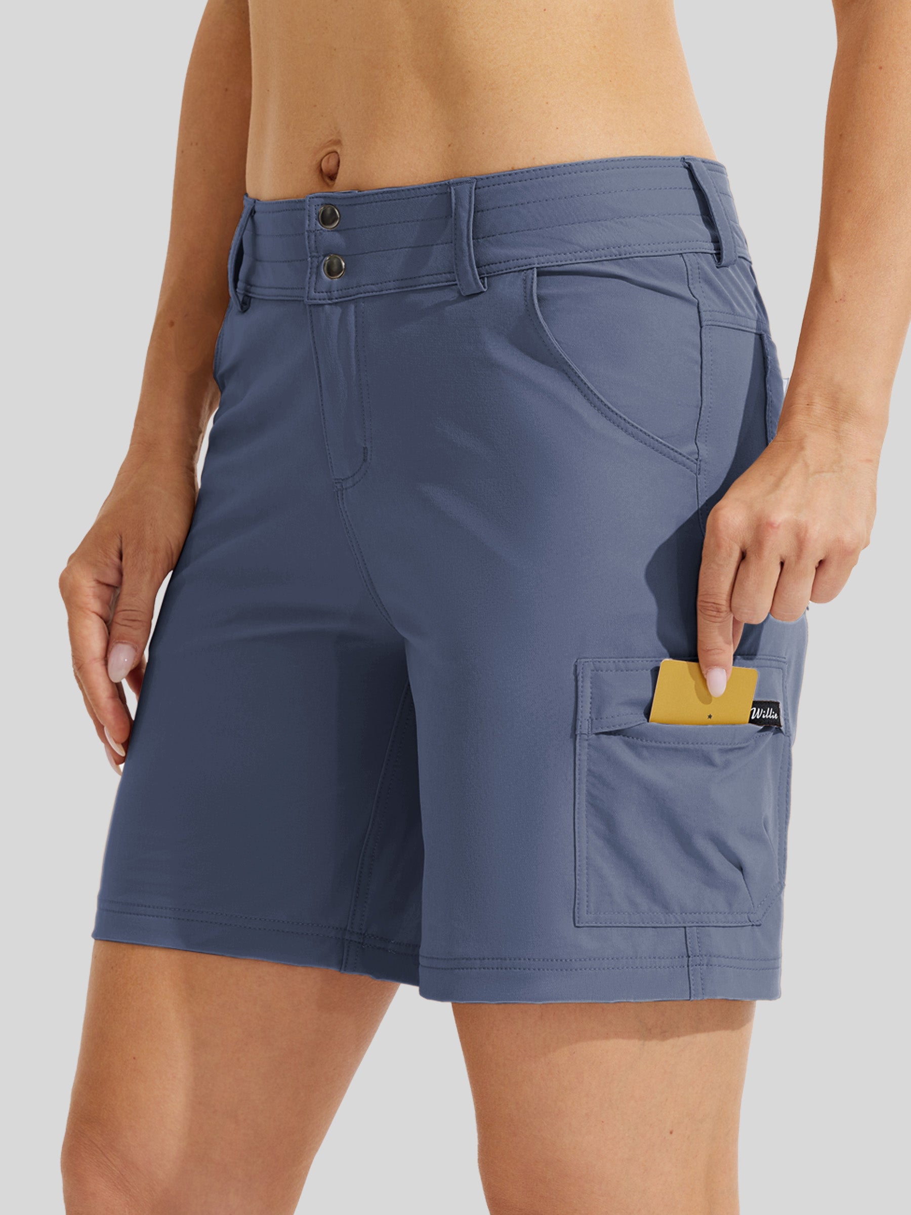 Willit Womens High Waist Cargo Shorts 7 Inch in violet3